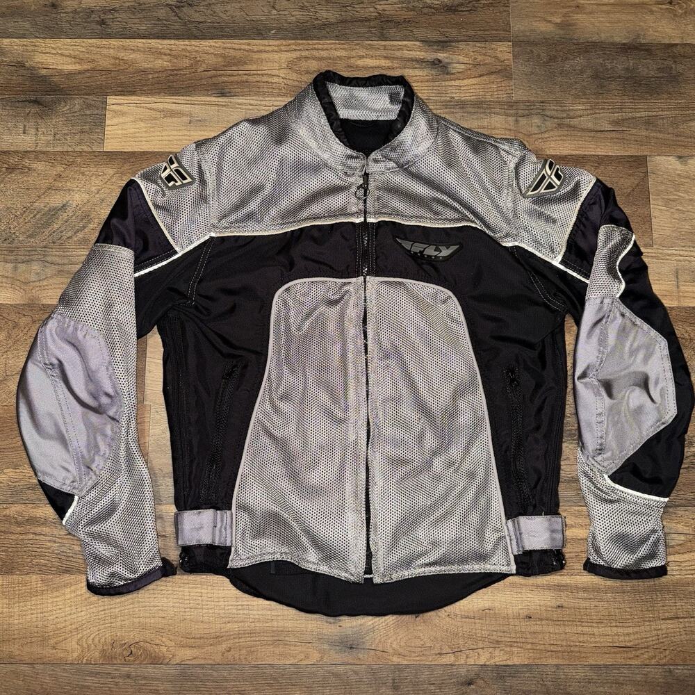 FLY RACING STREETGEAR COOLPRO MESH MOTORCYCLE JACKET SIZE MEN’S S SILVER BLACK